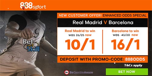 Get 10/1 Real Madrid or 16/1 Barcelona to win at 888sport (El Clasico Enhanced Odds - 23.12.2017)