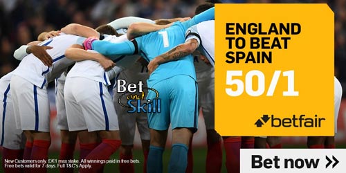 Get 50/1 England to beat Spain at Betfair (Nations League price boost)