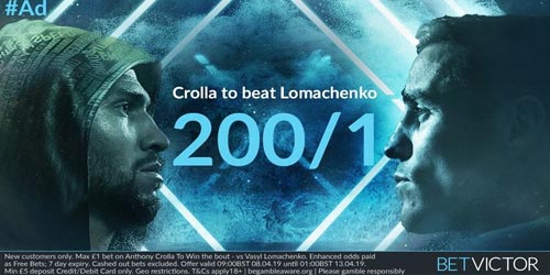 Get a HUGE 200/1 Anthony Crolla to beat Lomachenko at BetVictor!