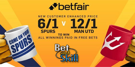 Tottenham 6/1 or Man UTD 12/1 to win at Betfair (Risk-free enhanced odds - 10.4.2016)