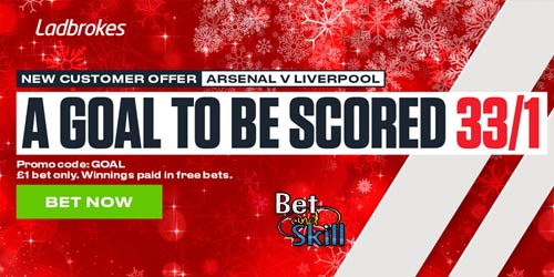 Ladbrokes offer 33/1 ANY GOAL in Arsenal v Liverpool!