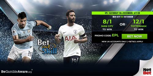 Netbet offer 8/1 Man City or 12/1 Tottenham to win! Max bet £5!