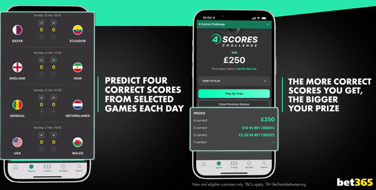 Predict six correct scores to win up to £1million each week with bet365's 6  Score Challenge