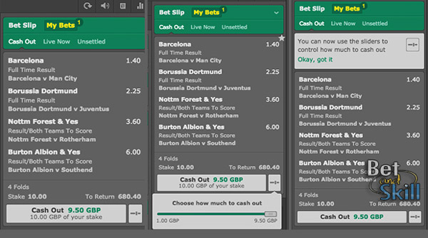 bet365 cash out example