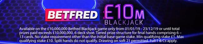 betfred blackjack £10 million