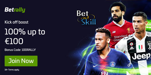 BetRally Matched Bonus: 100% up to €100 (Bonus Code: 100RALLY)