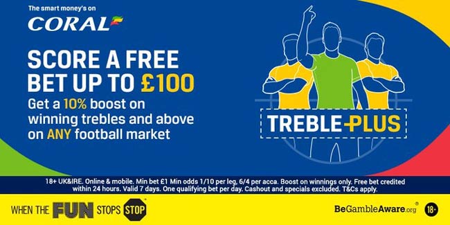 Coral Treble Plus - Get 10% Bonus If Your Acca Wins