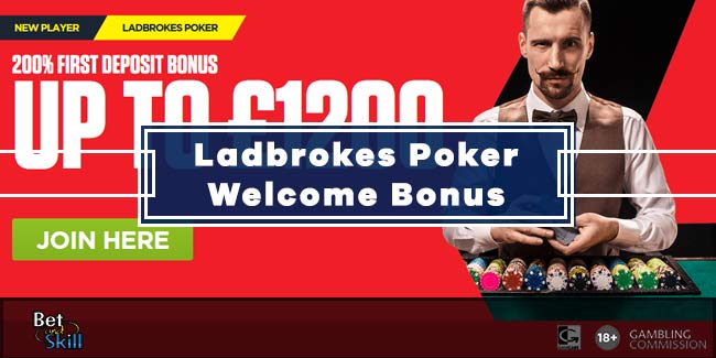 Ladbrokes Poker 200% Bonus up to £1200 + Freeroll Tickets