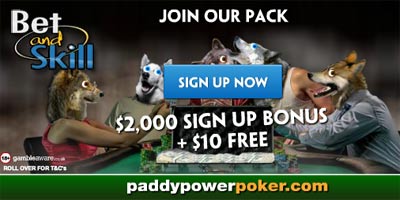 PaddyPower no deposit bonus: $5 poker token + $5 casino no deposit bonus + $1000 freerolls