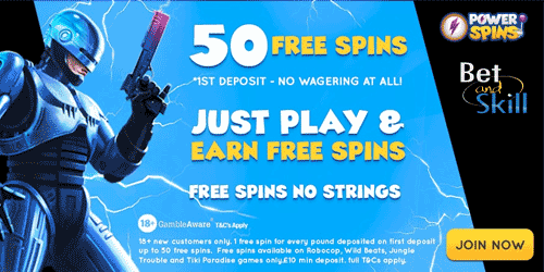 PowerSpins 50 Free Spins with No Wagering Requirements