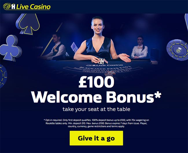 live casino bonus