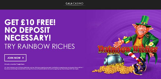 Gala Casino £10 bonus without deposit